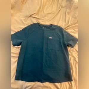 Figs crew neck Caribbean blue scrub top size XS